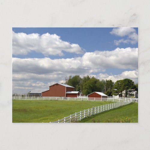 A red barn and farm at Pamona Kansas Postcard