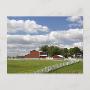 A red barn and farm at Pamona, Kansas. Postcard