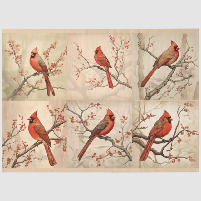 A Red Cardinal Series Design 2 Tissue Paper (Front)