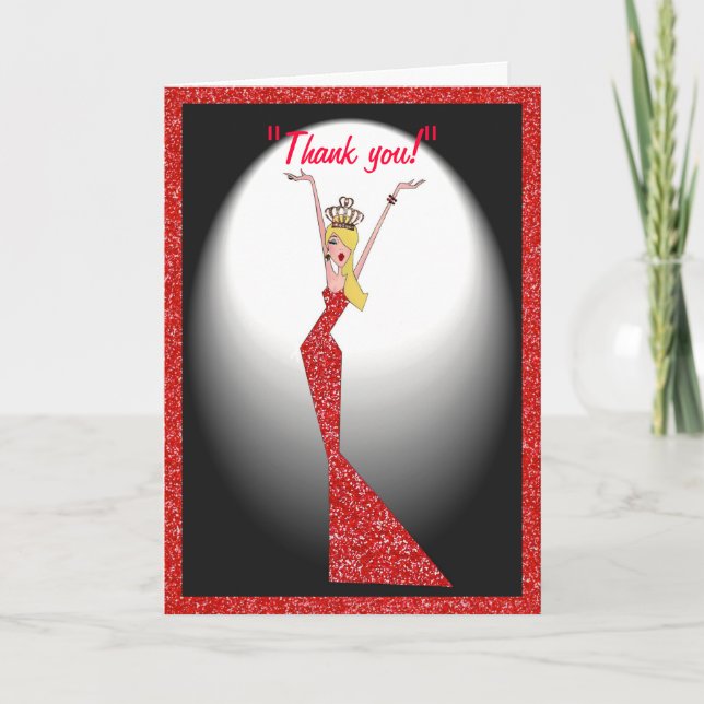 “A Red Carpet Diva” Letterpress Thank You Card (Front)