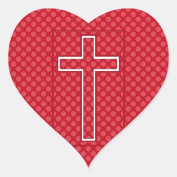 A Red Christian Cross. Heart Sticker by religiononline at Zazzle