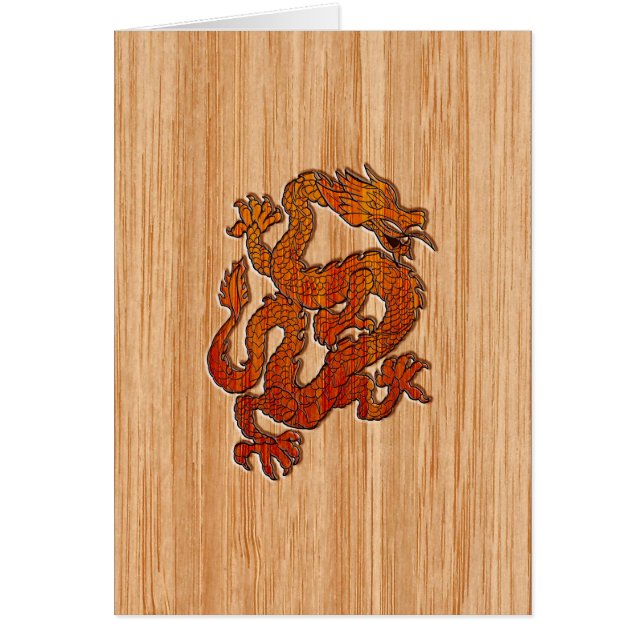 A red Dragon on Bamboo like Cards (Front)