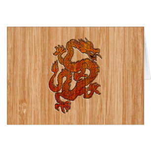 A red Dragon on Bamboo like Cards