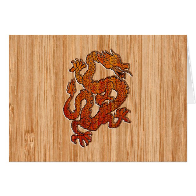 A red Dragon on Bamboo like Cards (Front Horizontal)
