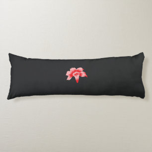 a red flower on a black background body pillow
