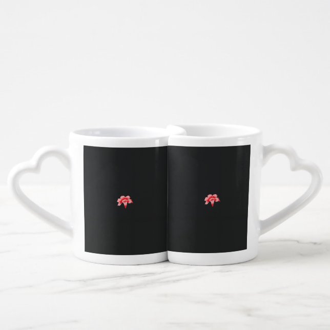 a red flower on a black background coffee mug set (Front Nesting)