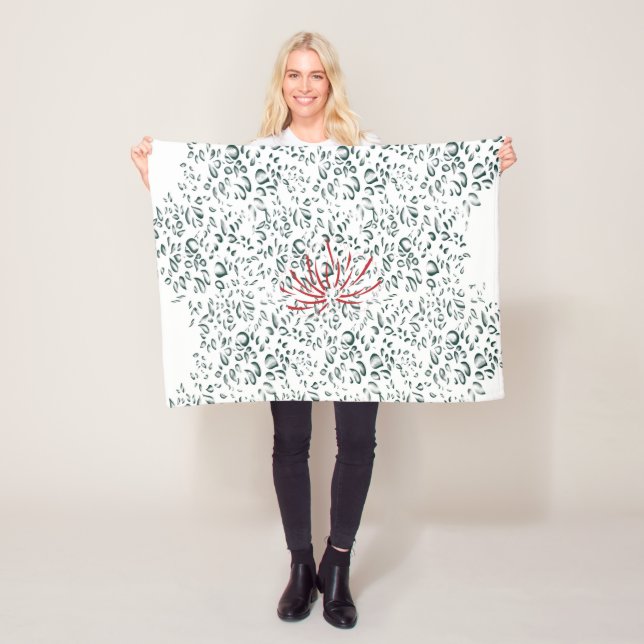 a red flower on a black background fleece blanket (In Situ)