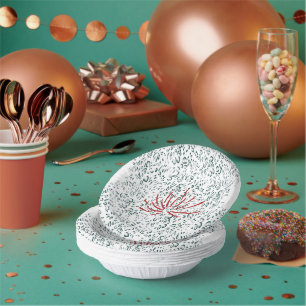 a red flower on a black background paper bowls