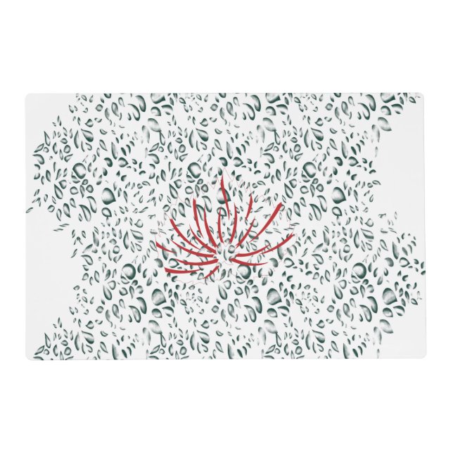 a red flower on a black background placemat (Front)