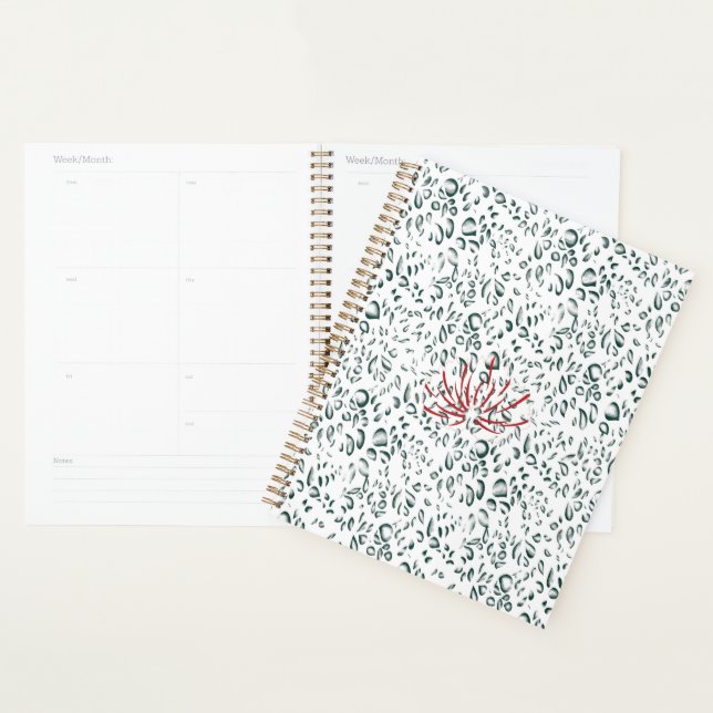 a red flower on a black background planner (Display)