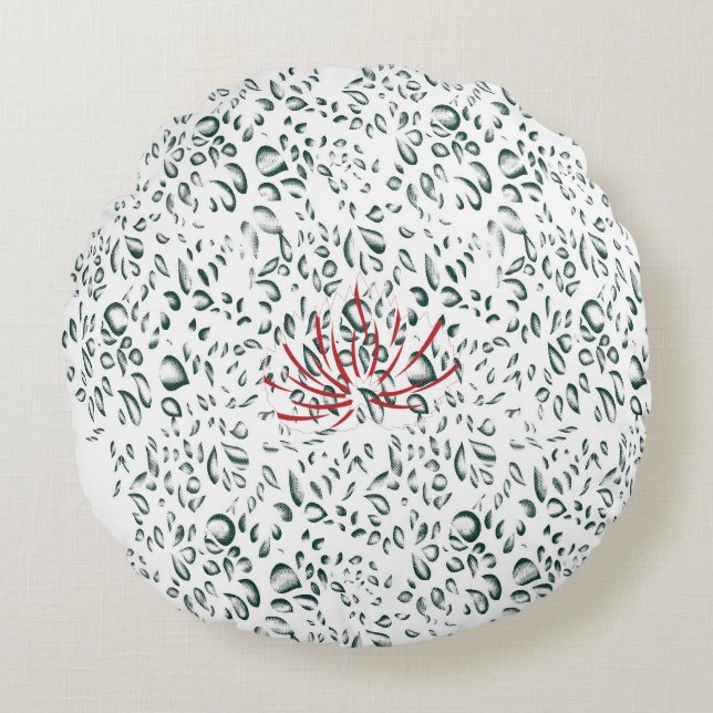 a red flower on a black background round pillow (Front)