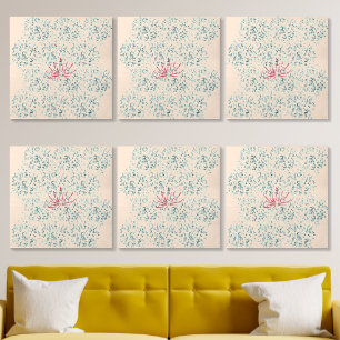 a red flower on a black background wood photo tile 