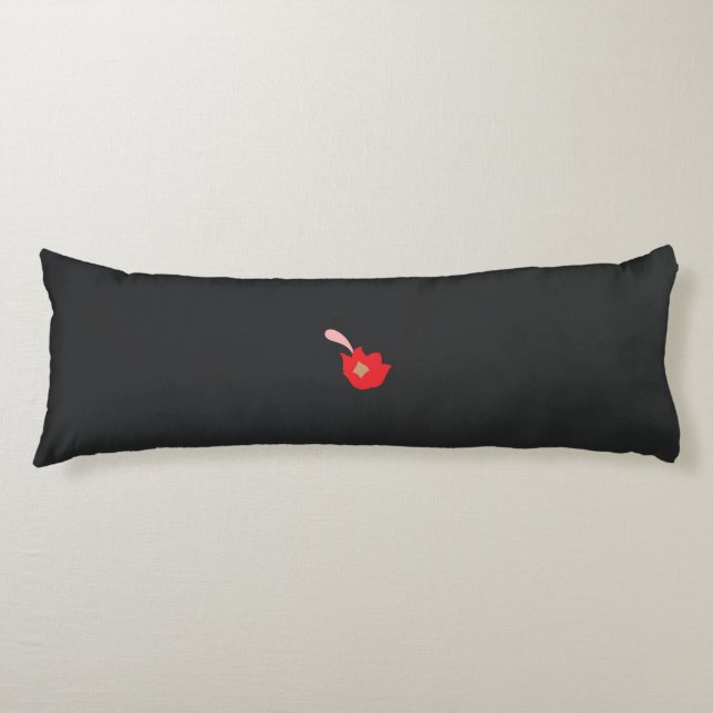 a red flower with a black background body pillow (Front)
