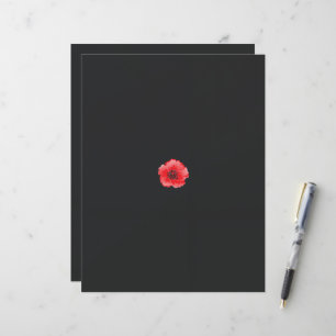 a red flower with a black center on a black backgr