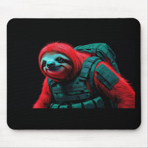 a red headed sloth in his commando uniform mouse pad