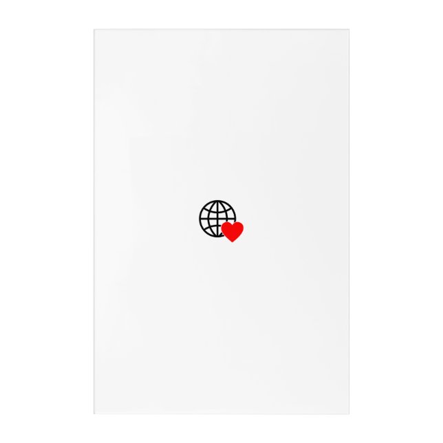 A red heart symbol created with smooth, bold lines acrylic print (Front)