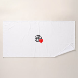 A red heart symbol created with smooth, bold lines bath towel