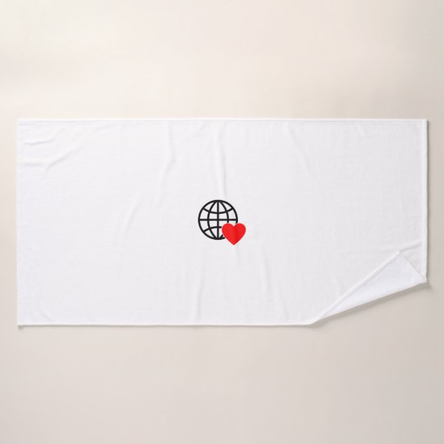 A red heart symbol created with smooth, bold lines bath towel (Bath Towel)