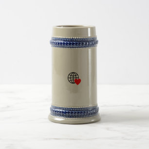 A red heart symbol created with smooth, bold lines beer stein
