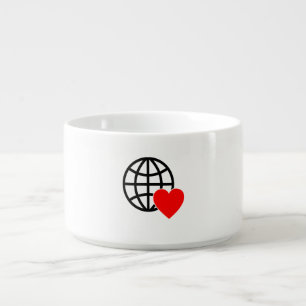 A red heart symbol created with smooth, bold lines bowl