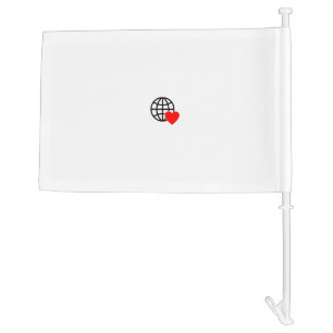 A red heart symbol created with smooth, bold lines car flag