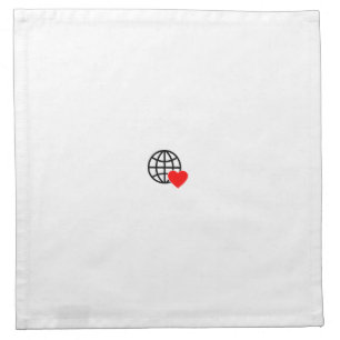 A red heart symbol created with smooth, bold lines cloth napkin