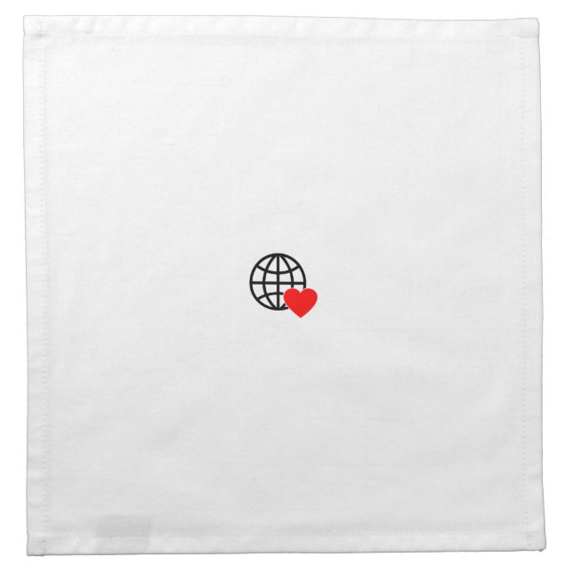 A red heart symbol created with smooth, bold lines cloth napkin (Front)
