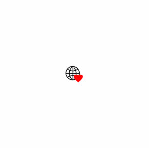 A red heart symbol created with smooth, bold lines cutout
