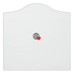 A red heart symbol created with smooth, bold lines door sign