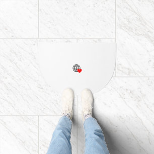 A red heart symbol created with smooth, bold lines doormat