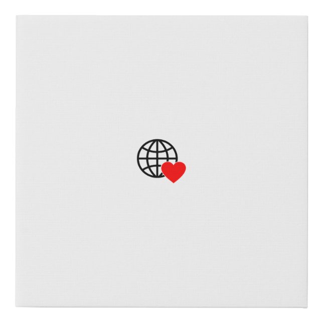 A red heart symbol created with smooth, bold lines faux canvas print (Front)