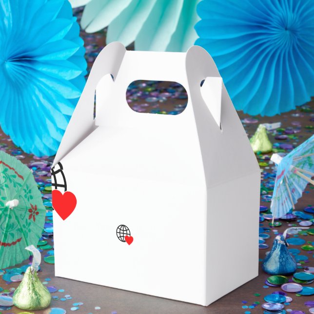 A red heart symbol created with smooth, bold lines favor boxes (Party)