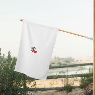 A red heart symbol created with smooth, bold lines house flag
