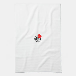 A red heart symbol created with smooth, bold lines kitchen towel