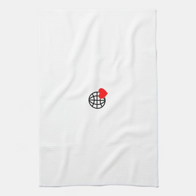 A red heart symbol created with smooth, bold lines kitchen towel (Vertical)