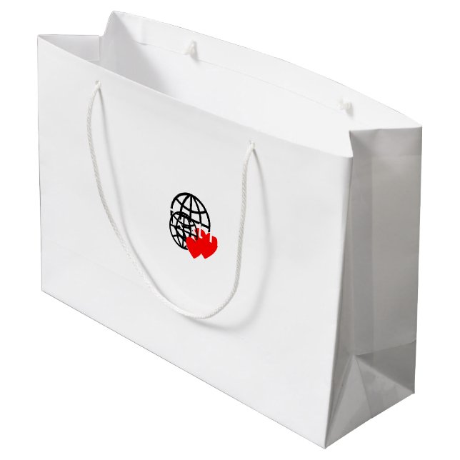 A red heart symbol created with smooth, bold lines large gift bag (Back Angled)