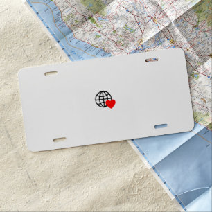 A red heart symbol created with smooth, bold lines license plate