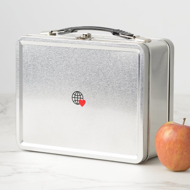 A red heart symbol created with smooth, bold lines metal lunch box (In Situ)