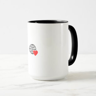 A red heart symbol created with smooth, bold lines mug