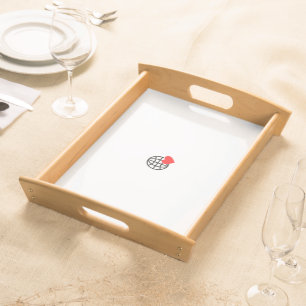 A red heart symbol created with smooth, bold lines serving tray