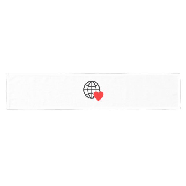 A red heart symbol created with smooth, bold lines short table runner (Horizontal)