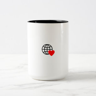 A red heart symbol created with smooth, bold lines Two-Tone coffee mug