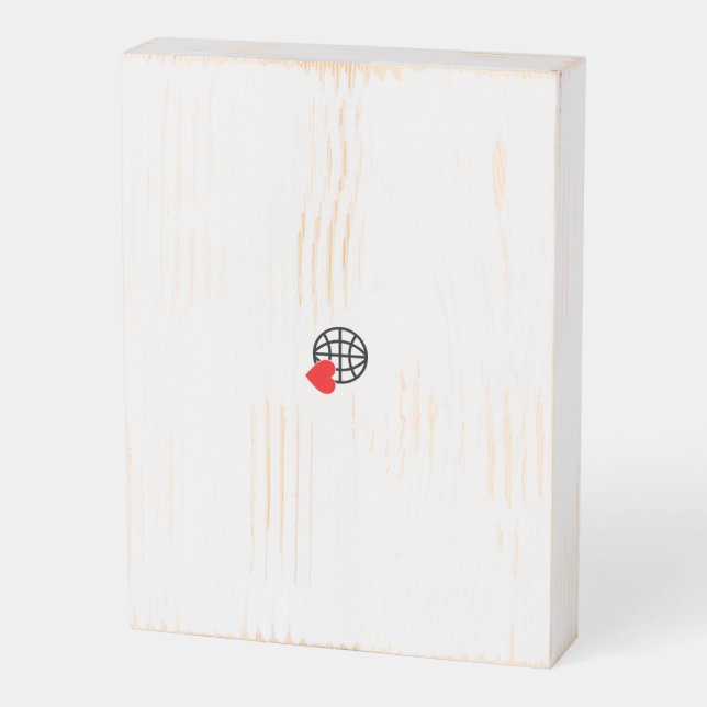 A red heart symbol created with smooth, bold lines wooden box sign (Angled Vertical)