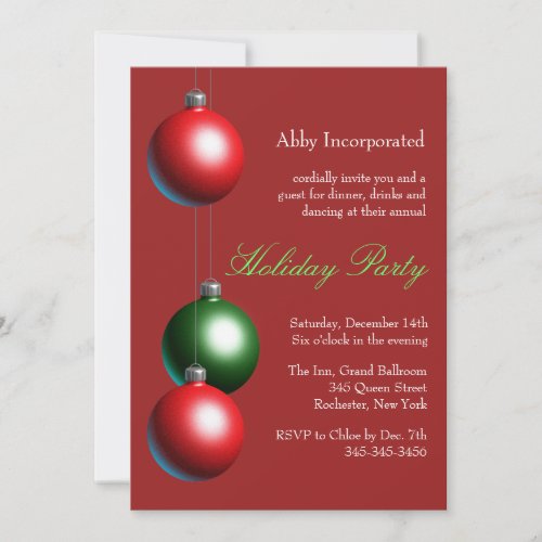 A Red Ornament Holiday Party Invite