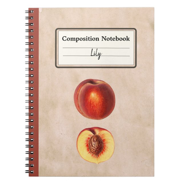 A Red Peach and a Half Personalized Composition Notebook (Front)