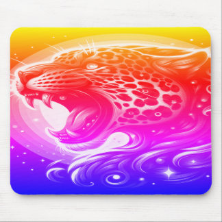 A Red Pink Blue Yellow + Purple Spotted Leopard Mouse Pad