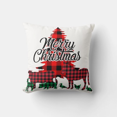 A Red Plaid Christmas Throw Pillow