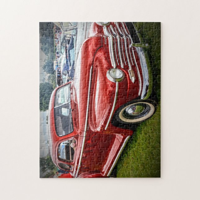 A red Plymouth Special Deluxe Coupe. Jigsaw Puzzle (Vertical)