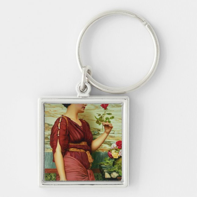 A red, red rose keychain (Front)
