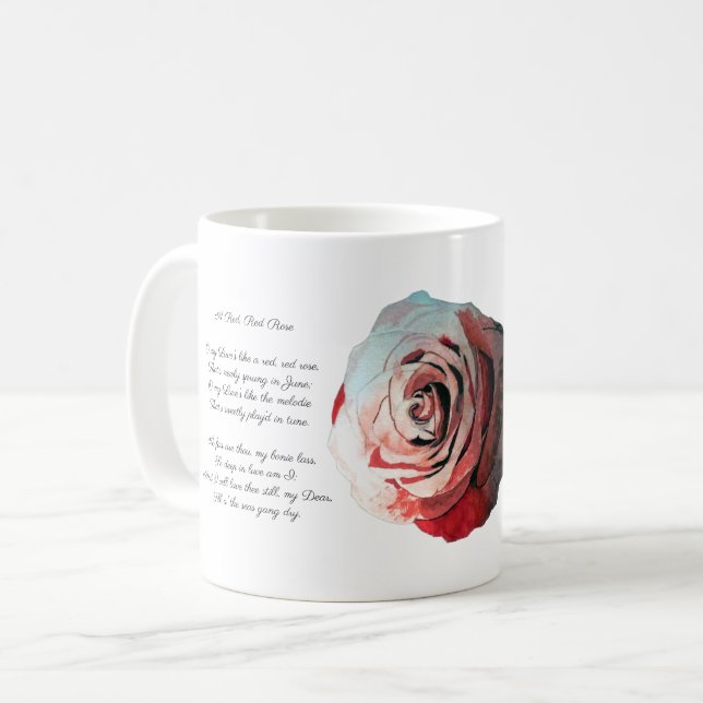 A Red, Red Rose Robert Burns poem Coffee Mug (Front Left)